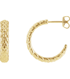 689192 Earring 14K Yellow Pair Friction Backs Included Polished Scale Hoop Earrings