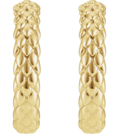 689192 Earring 14K Yellow Pair Friction Backs Included Polished Scale Hoop Earrings
