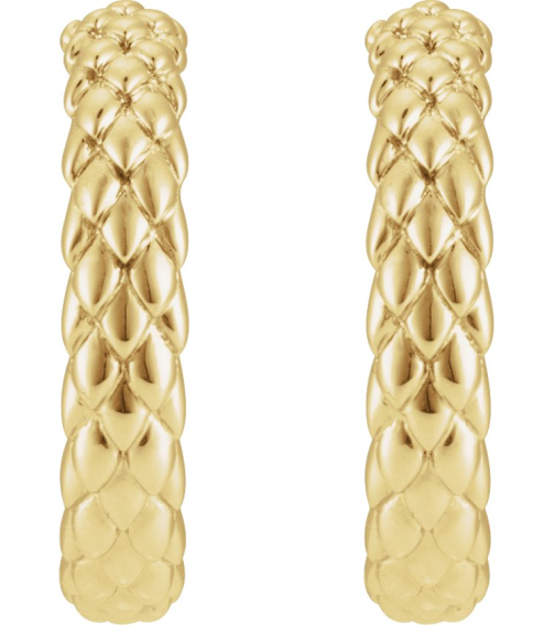 689192 Earring 14K Yellow Pair Friction Backs Included Polished Scale Hoop Earrings