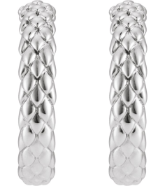 689192 Earring 14K White Pair Friction Backs Included Polished Scale Hoop Earrings