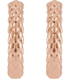 689192 Earring 14K Rose Pair Friction Backs Included Polished Scale Hoop Earrings
