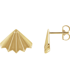 689193 Earring 14K Yellow Pair Friction Backs Included Polished Fan Stud Earrings