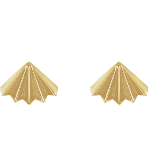 689193 Earring 14K Yellow Pair Friction Backs Included Polished Fan Stud Earrings