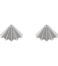 689193 Earring 14K White Pair Friction Backs Included Polished Fan Stud Earrings
