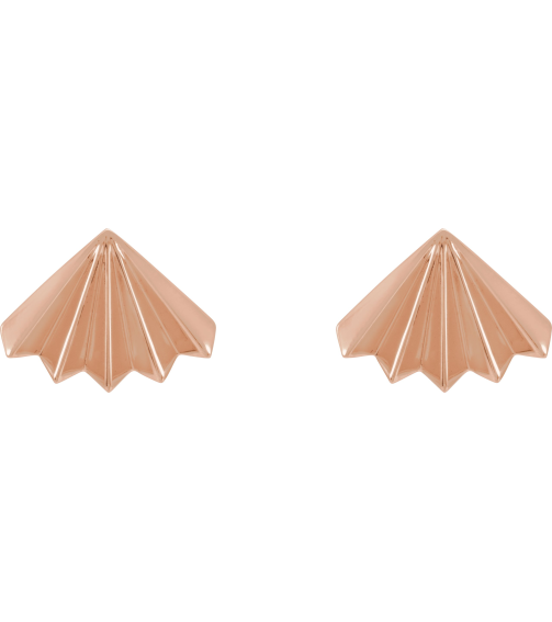 689193 Earring 14K Rose Pair Friction Backs Included Polished Fan Stud Earrings