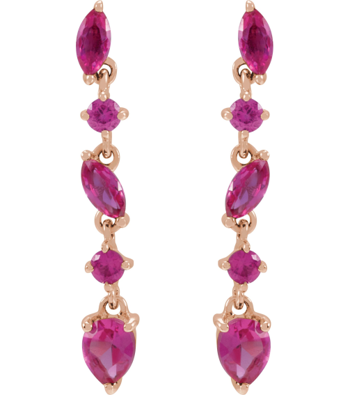 689190 Earring Set Natural Ruby Pear 4 X 3 Mm 14K Rose Natural Ruby Pair Friction Backs Included Polished Natural Ruby Drop Earrings