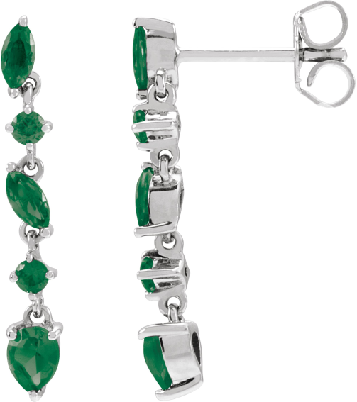 689190 Earring Set Natural Emerald Pear 4 X 3 Mm 14K White Natural Emerald Pair Friction Backs Included Polished Natural Emerald Drop Earrings