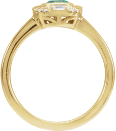689196 Ring Set 14K Yellow Natural Emerald Round 5 Mm Natural Diamond Polished Natural Emerald And 16 Ctw Natural Diamond Ring