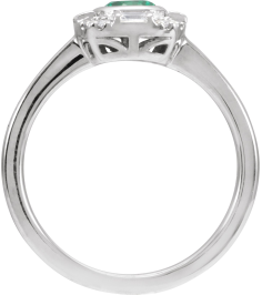 689196 Ring Set 14K White Natural Emerald Round 5 Mm Natural Diamond Polished Natural Emerald And 16 Ctw Natural Diamond Ring