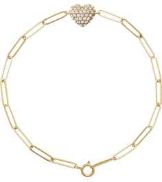 Brc976 Bracelet Set 14K Yellow Round Natural Diamond Natural Diamond 1.2Mm 13 Ctw I1, G-H 7 In Polished 13 Ctw Natural Diamond Heart And Paperclip Style Bracelet