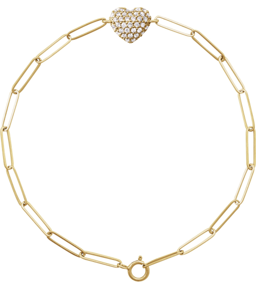 Brc976 Bracelet Set 14K Yellow Round Natural Diamond Natural Diamond 1.2Mm 13 Ctw I1, G-H 7 In Polished 13 Ctw Natural Diamond Heart And Paperclip Style Bracelet