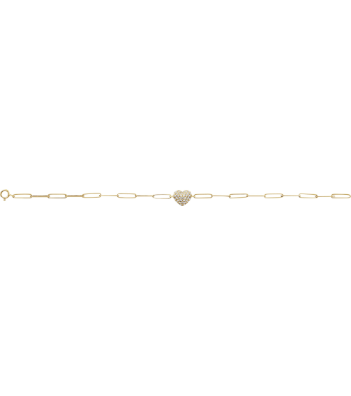 Brc976 Bracelet Set 14K Yellow Round Natural Diamond Natural Diamond 1.2Mm 13 Ctw I1, G-H 7 In Polished 13 Ctw Natural Diamond Heart And Paperclip Style Bracelet