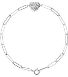Brc976 Bracelet Set 14K White Round Natural Diamond Natural Diamond 1.2Mm 13 Ctw I1, G-H 7 In Polished 13 Ctw Natural Diamond Heart And Paperclip Style Bracelet