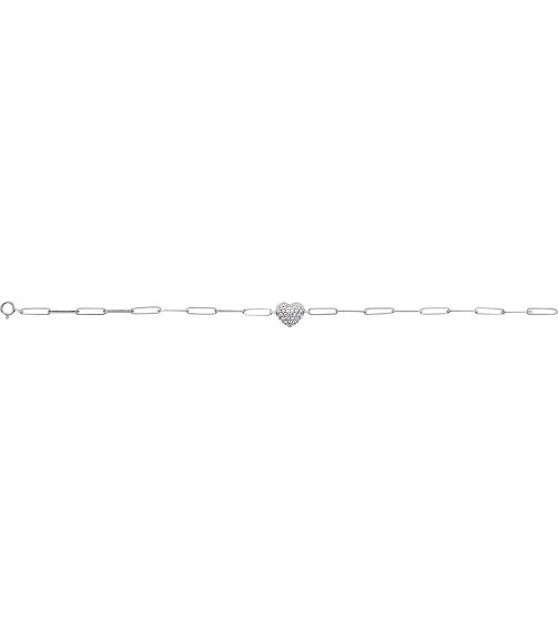 Brc976 Bracelet Set 14K White Round Natural Diamond Natural Diamond 1.2Mm 13 Ctw I1, G-H 7 In Polished 13 Ctw Natural Diamond Heart And Paperclip Style Bracelet