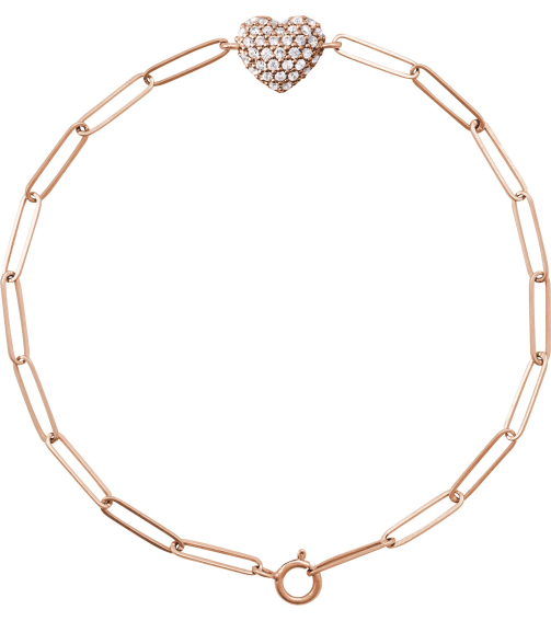 Brc976 Bracelet Set 14K Rose Round Natural Diamond Natural Diamond 1.2Mm 13 Ctw I1, G-H 7 In Polished 13 Ctw Natural Diamond Heart And Paperclip Style Bracelet