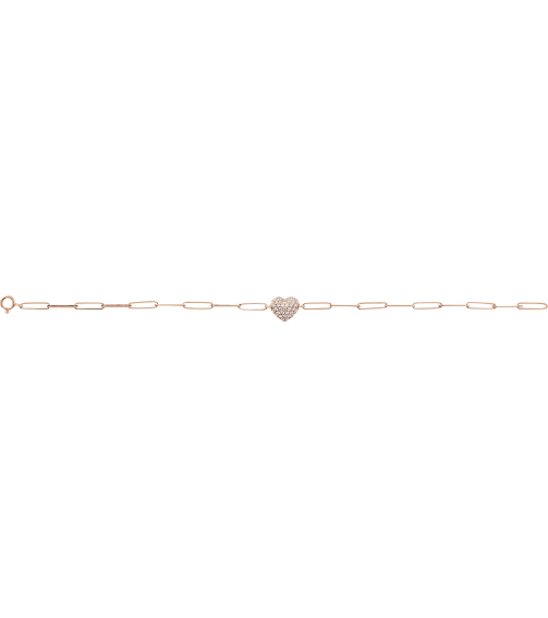 Brc976 Bracelet Set 14K Rose Round Natural Diamond Natural Diamond 1.2Mm 13 Ctw I1, G-H 7 In Polished 13 Ctw Natural Diamond Heart And Paperclip Style Bracelet