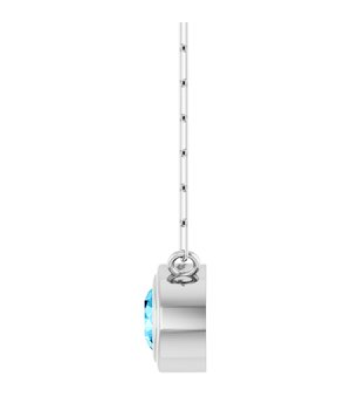 88688 Necklace Set Sterling Silver Round Natural Aquamarine 5 Mm 18 In Polished Natural Aquamarine Bezel-Set Necklace