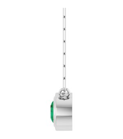 88688 Necklace Set Sterling Silver Round Lab-Grown Emerald 5 Mm 18 In Polished Lab-Grown Emerald Bezel-Set Necklace
