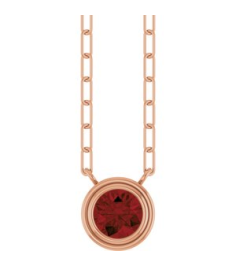 88688 Necklace Set 14K Rose Round Natural Mozambique Garnet 5 Mm 18 In Polished Natural Mozambique Garnet Bezel-Set Necklace