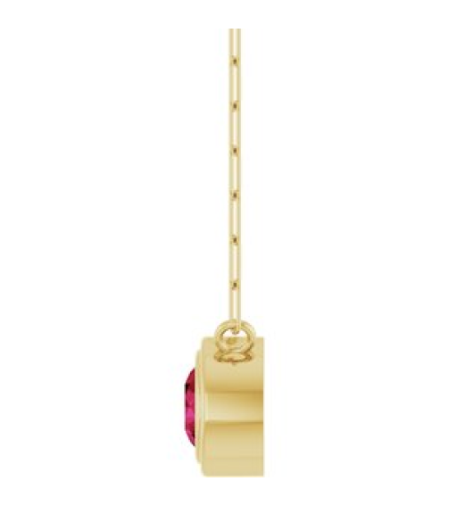 88688 Necklace Set 14K Yellow Round Natural Ruby 5 Mm 18 In Polished Natural Ruby Bezel-Set Necklace