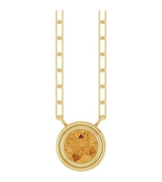 88688 Necklace Set 14K Yellow Round Natural Citrine 5 Mm 18 In Polished Natural Citrine Bezel-Set Necklace