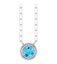 88688 Necklace Set 14K White Round Natural Aquamarine 5 Mm 18 In Polished Natural Aquamarine Bezel-Set Necklace
