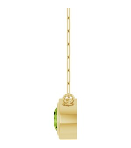 88688 Necklace Set 14K Yellow Round Natural Peridot 5 Mm 18 In Polished Natural Peridot Bezel-Set Necklace