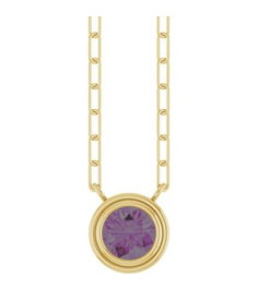88688 Necklace Set 14K Yellow Round Lab-Grown Alexandrite 5 Mm 18 In Polished Lab-Grown Alexandrite Bezel-Set Necklace