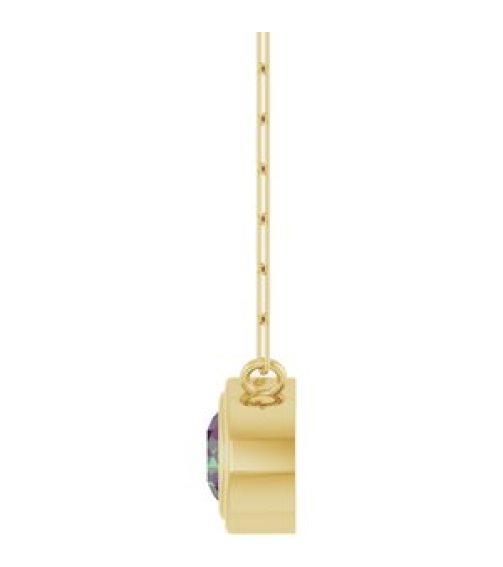 88688 Necklace Set 14K Yellow Round Lab-Grown Alexandrite 5 Mm 18 In Polished Lab-Grown Alexandrite Bezel-Set Necklace