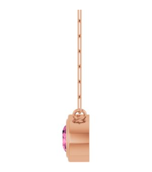 88688 Necklace Set 14K Rose Round Natural Pink Tourmaline 5 Mm 18 In Polished Natural Pink Tourmaline Bezel-Set Necklace