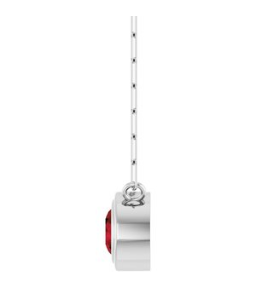 88688 Necklace Set Sterling Silver Round Natural Mozambique Garnet 5 Mm 18 In Polished Natural Mozambique Garnet Bezel-Set Necklace