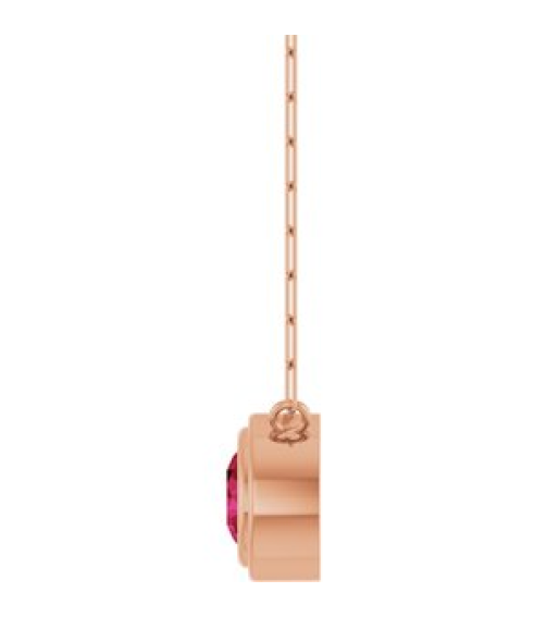 88688 Necklace Set 14K Rose Round Lab-Grown Ruby 6 Mm 18 In Polished Lab-Grown Ruby Bezel-Set Necklace