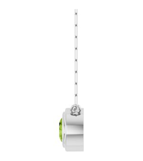 88688 Necklace Set Sterling Silver Round Natural Peridot 6 Mm 18 In Polished Natural Peridot Bezel-Set Necklace