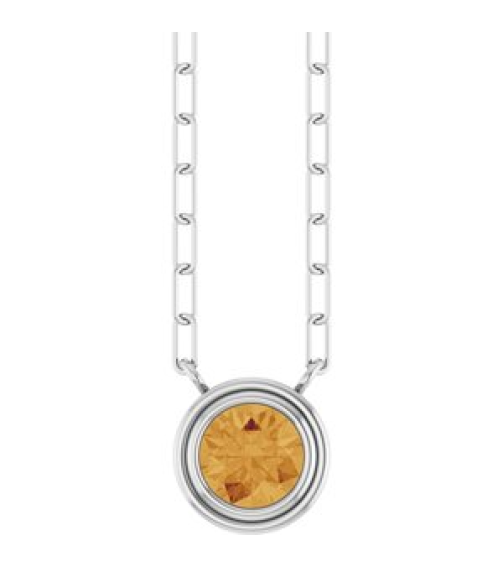 88688 Necklace Set Sterling Silver Round Natural Citrine 5 Mm 18 In Polished Natural Citrine Bezel-Set Necklace