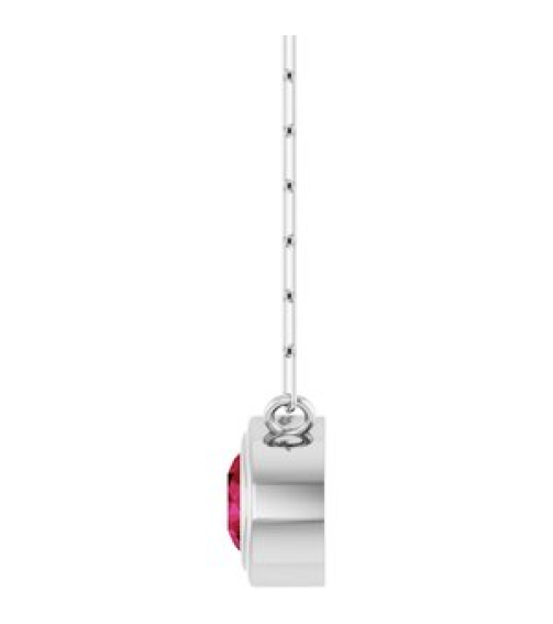 88688 Necklace Set Sterling Silver Round Lab-Grown Ruby 5 Mm 18 In Polished Lab-Grown Ruby Bezel-Set Necklace