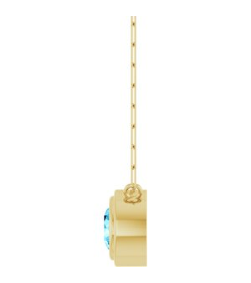 88688 Necklace Set 14K Yellow Round Natural Aquamarine 6 Mm 18 In Polished Natural Aquamarine Bezel-Set Necklace