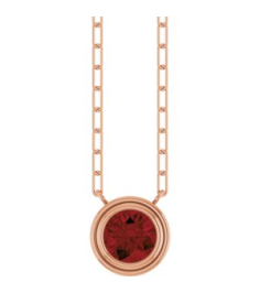 88688 Necklace Set 14K Rose Round Natural Mozambique Garnet 6 Mm 18 In Polished Natural Mozambique Garnet Bezel-Set Necklace