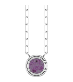88688 Necklace Set 14K White Round Lab-Grown Alexandrite 5 Mm 18 In Polished Lab-Grown Alexandrite Bezel-Set Necklace