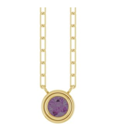 88688 Necklace Set 14K Yellow Round Natural Alexandrite 4 Mm 18 In Polished Natural Alexandrite Bezel-Set Necklace