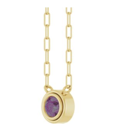 88688 Necklace Set 14K Yellow Round Natural Alexandrite 4 Mm 18 In Polished Natural Alexandrite Bezel-Set Necklace