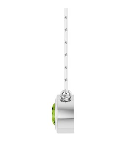 88688 Necklace Set Sterling Silver Round Natural Peridot 5 Mm 18 In Polished Natural Peridot Bezel-Set Necklace
