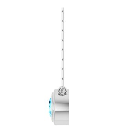 88688 Necklace Set Sterling Silver Round Natural Aquamarine 6 Mm 18 In Polished Natural Aquamarine Bezel-Set Necklace