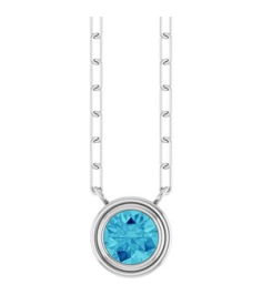 88688 Necklace Set 14K White Round Natural Blue Zircon 5 Mm 18 In Polished Natural Blue Zircon Bezel-Set Necklace