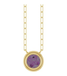 88688 Necklace Set 14K Yellow Round Lab-Grown Alexandrite 6 Mm 18 In Polished Lab-Grown Alexandrite Bezel-Set Necklace