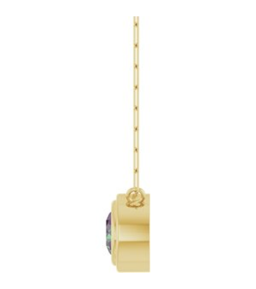 88688 Necklace Set 14K Yellow Round Lab-Grown Alexandrite 6 Mm 18 In Polished Lab-Grown Alexandrite Bezel-Set Necklace