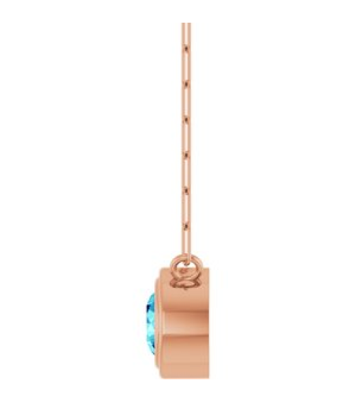 88688 Necklace Set 14K Rose Round Natural Blue Zircon 5 Mm 18 In Polished Natural Blue Zircon Bezel-Set Necklace