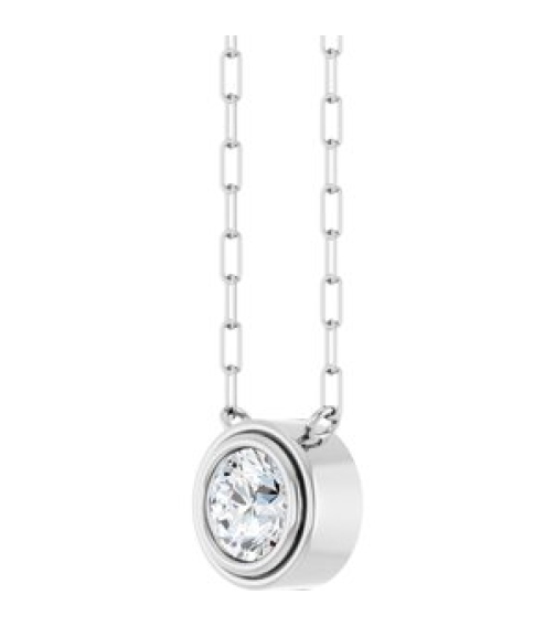 88688 Necklace Set Sterling Silver Round Natural White Sapphire 6 Mm 18 In Polished Natural White Sapphire Bezel-Set Necklace