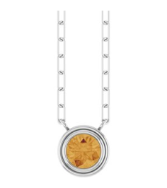 88688 Necklace Set 14K White Round Natural Citrine 5 Mm 18 In Polished Natural Citrine Bezel-Set Necklace