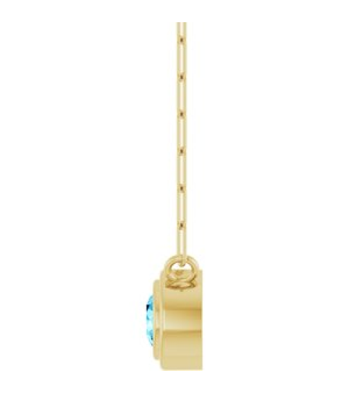 88688 Necklace Set 14K Yellow Round Natural Aquamarine 4 Mm 18 In Polished Natural Aquamarine Bezel-Set Necklace