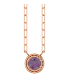 88688 Necklace Set 14K Rose Round Natural Alexandrite 4 Mm 18 In Polished Natural Alexandrite Bezel-Set Necklace